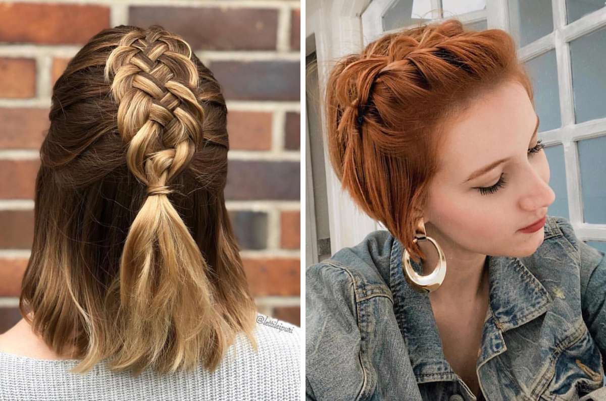 Peinados con mini trenzas para lucir cabello corto elegante