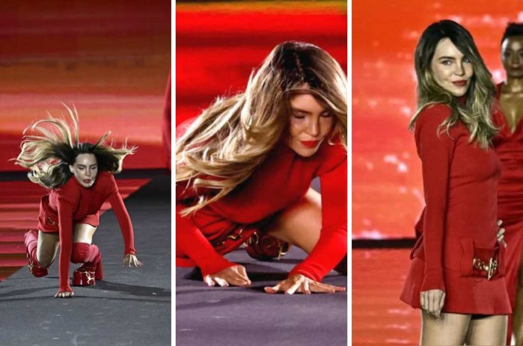 Belinda sufre aparatosa caída modelando y Anita corre a levantarla: el momento más sororo de la noche 1