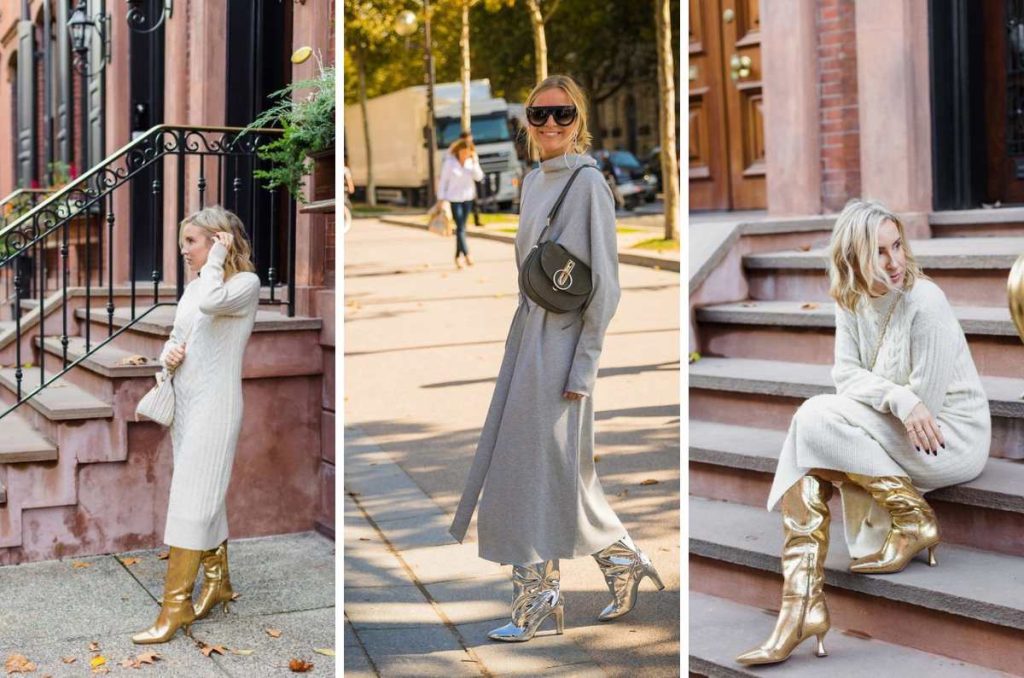 Outfits casuales con botas metalizadas que combinan con cualquier look de otoño 4