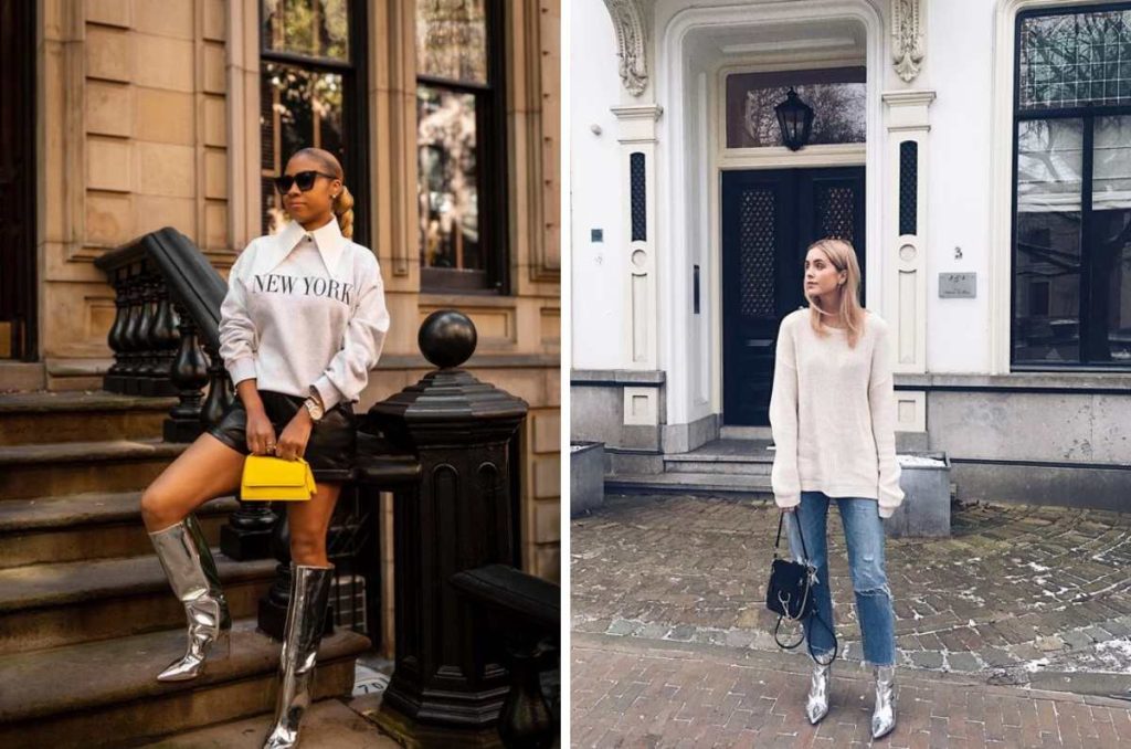 Outfits casuales con botas metalizadas que combinan con cualquier look de otoño 3