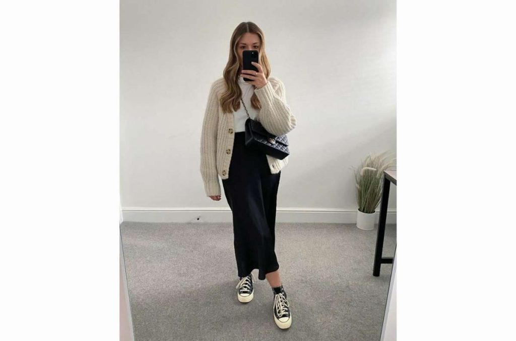 10 outfits arreglados con tenis de colores para la oficina 9