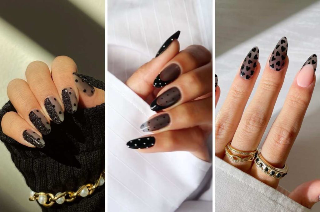 Diseños de uñas negras transparentes