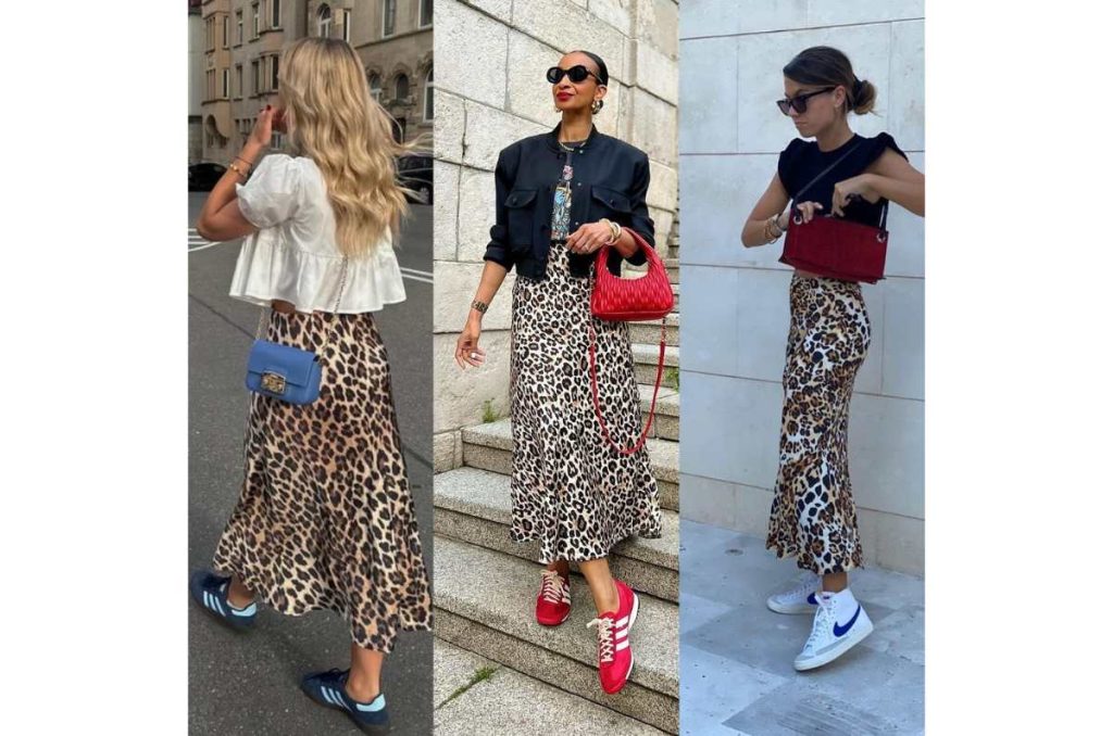 Looks con falda midi y tenis
