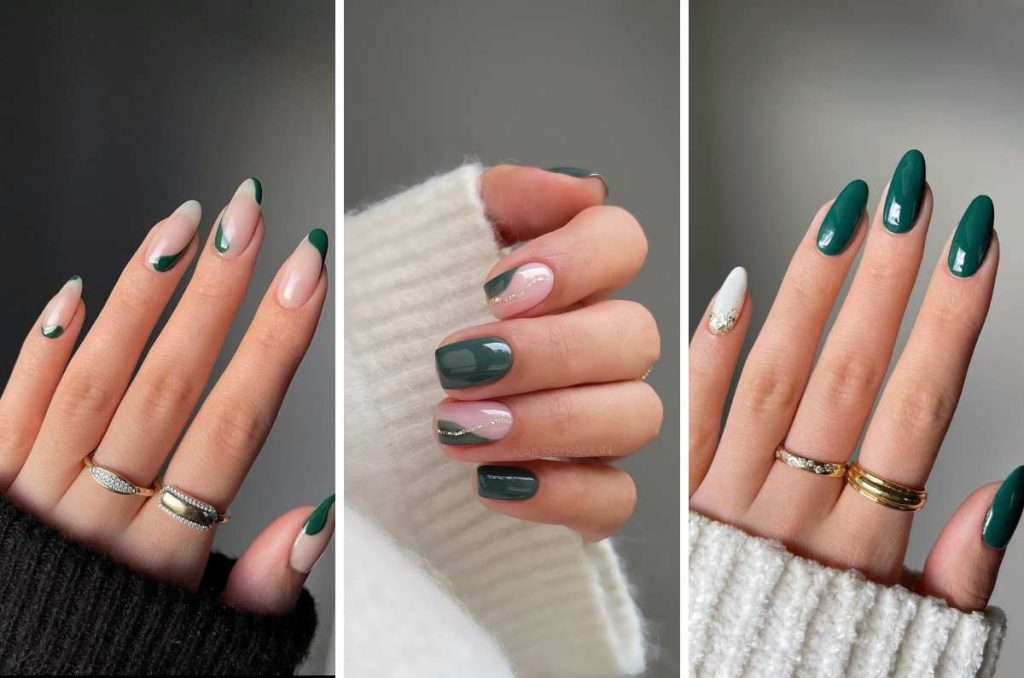 diseños colores de uñas verde esmeralda