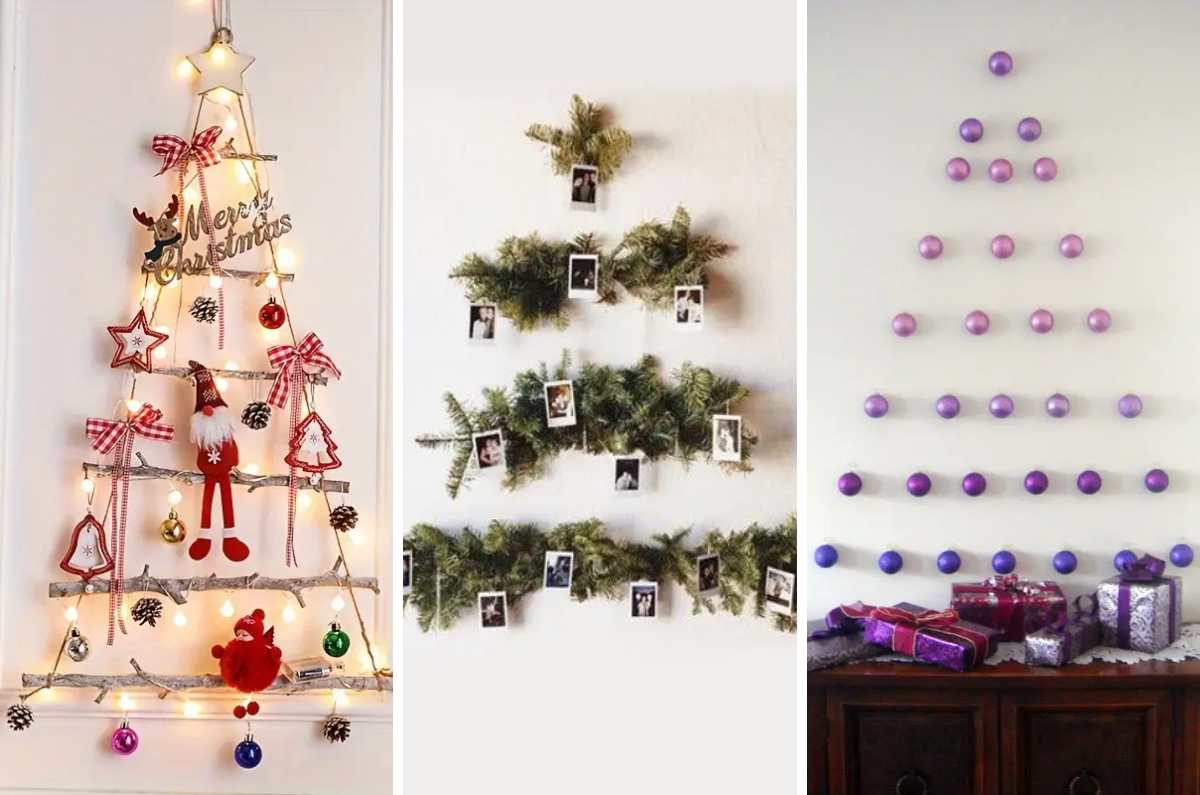 3 materiales sencillos para poner un árbol de Navidad en la pared