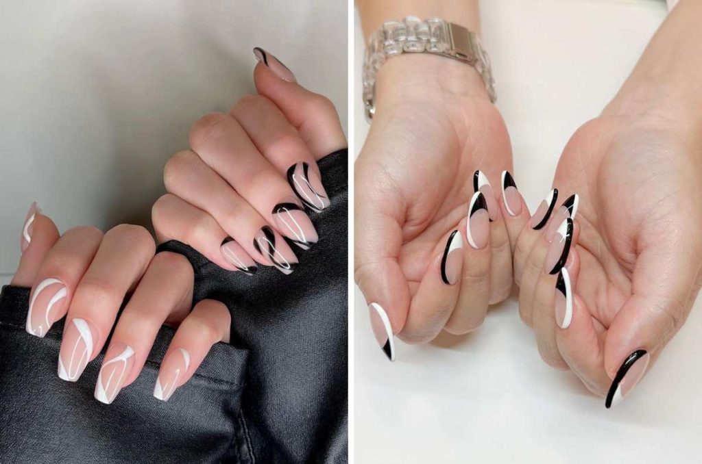 Uñas blanco y negro ideas
