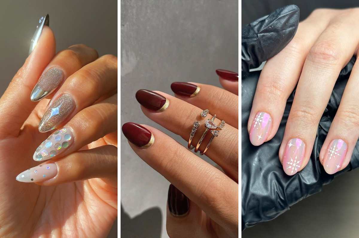 10 diseños de uñas brillantes para lucir en Navidad 