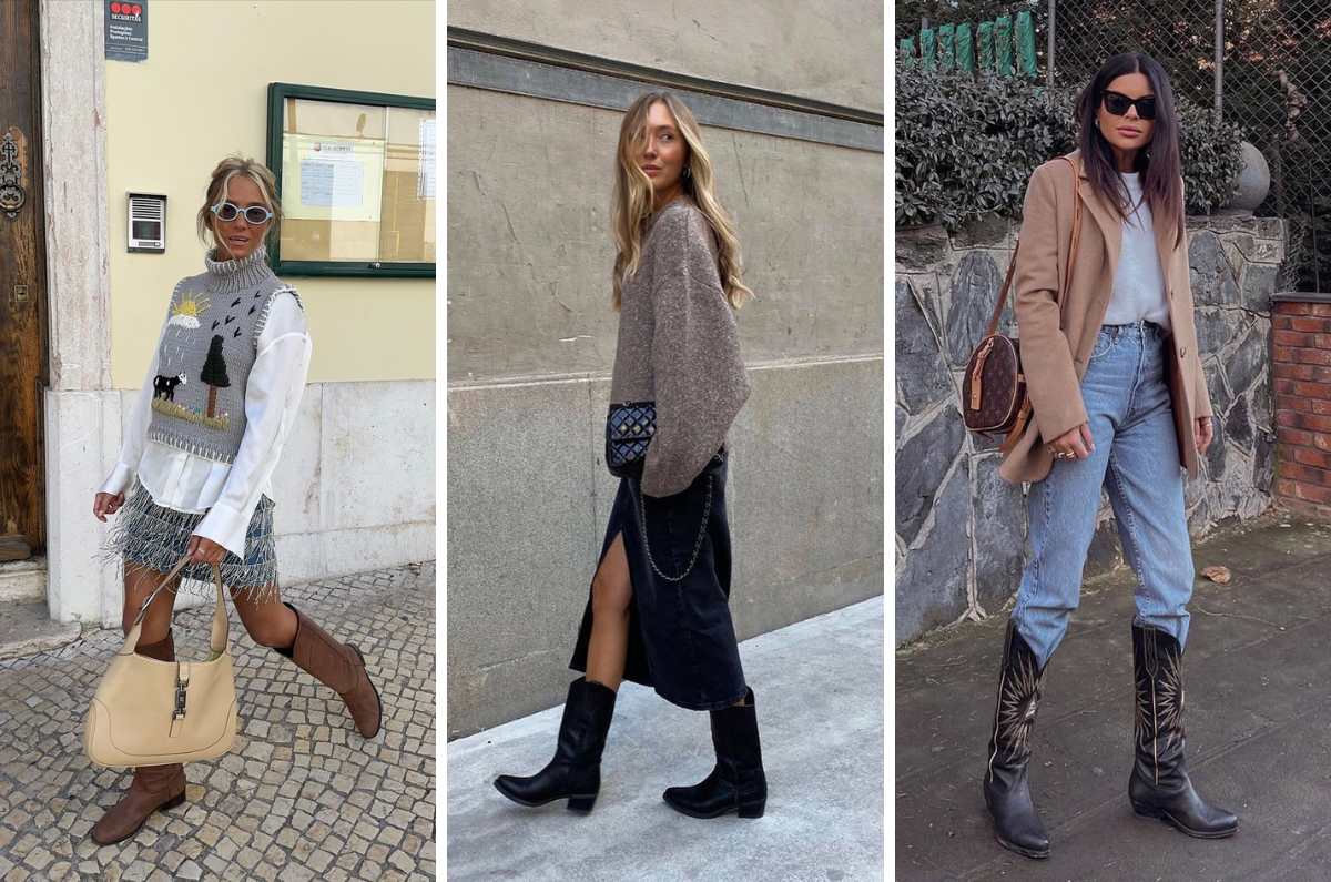 Outfits con botas vaqueras para tu cena de Navidad
