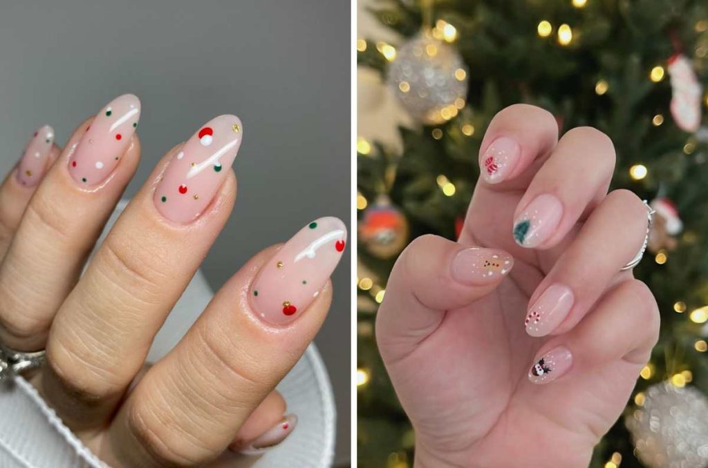 Uñas navideñas minimalistas