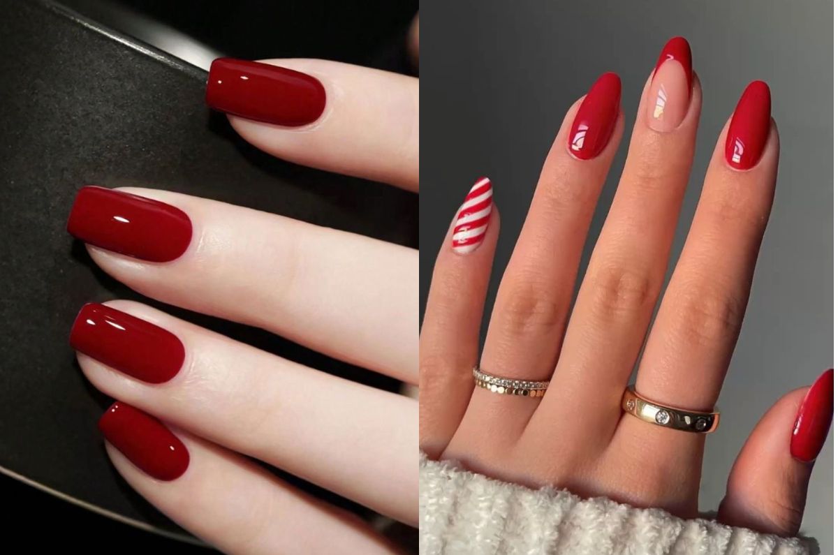 8 diseños originales de uñas rojas para Navidad si amas este color