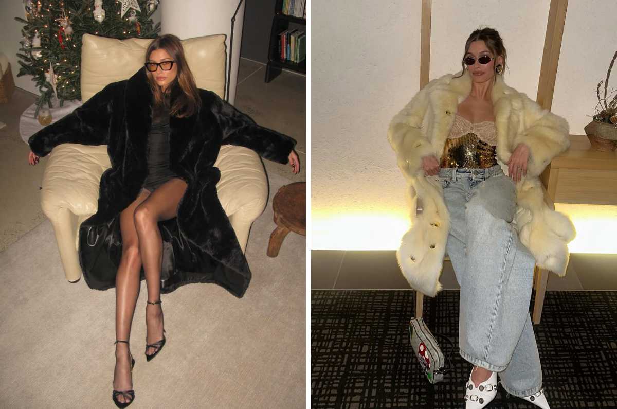 Outfits con abrigo mob wife para tu cena navideña