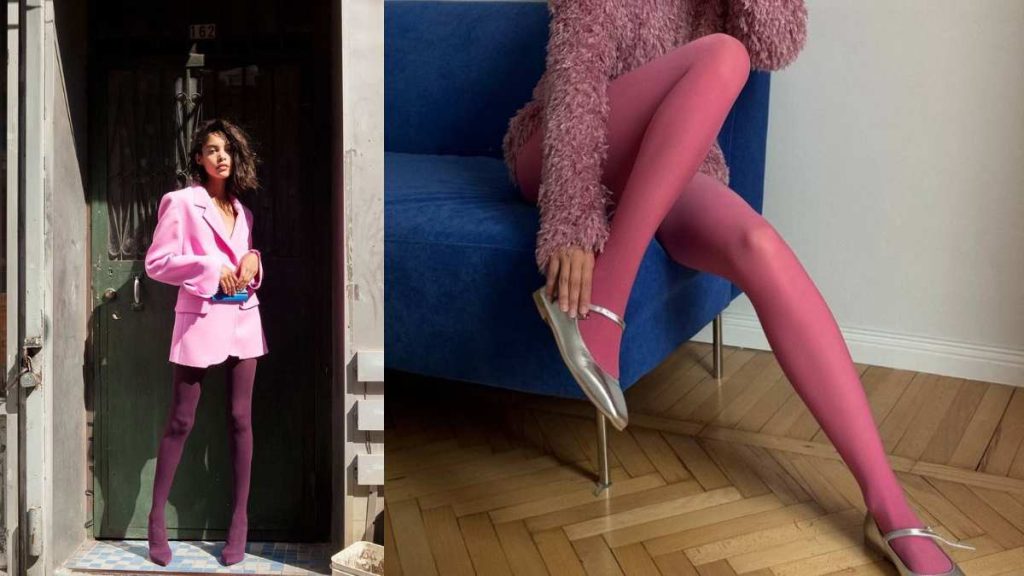 10 outfits con medias de colores y suéter largo para lucir en invierno 8