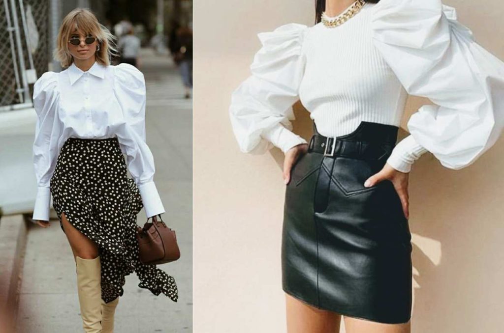 : Mangas globo con look blanco y negro