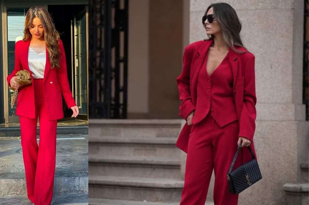 Traje formal tipo sastre rojo