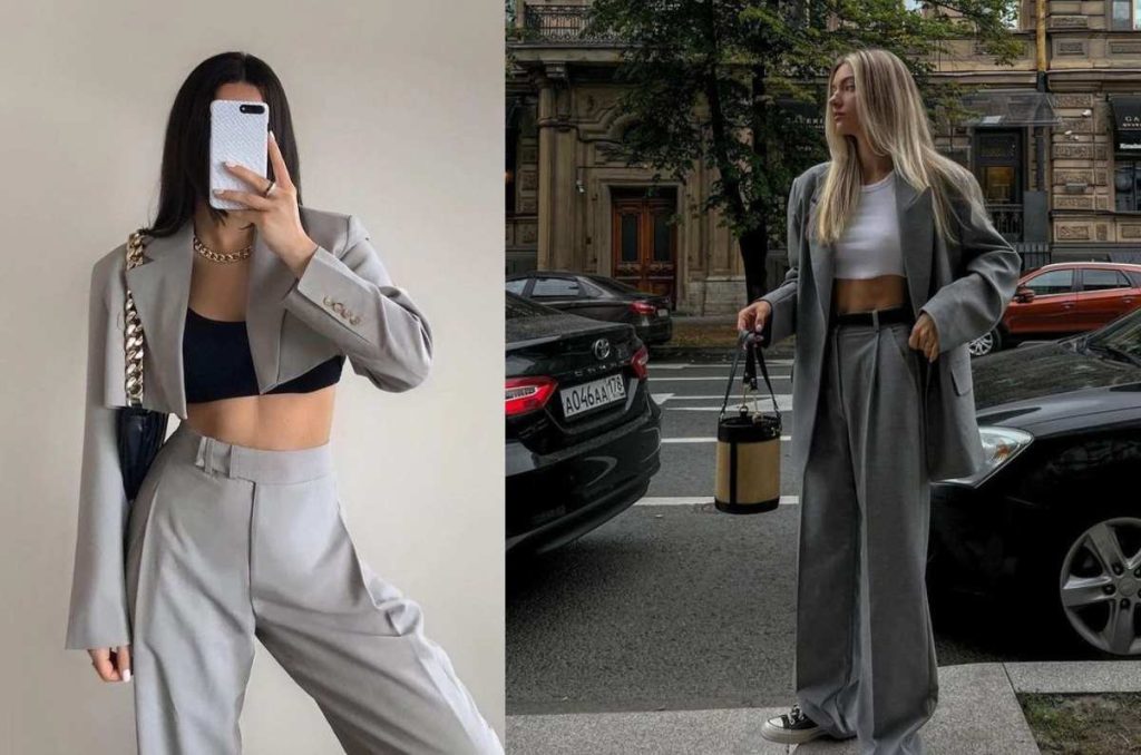 Traje formal tipo sastre gris