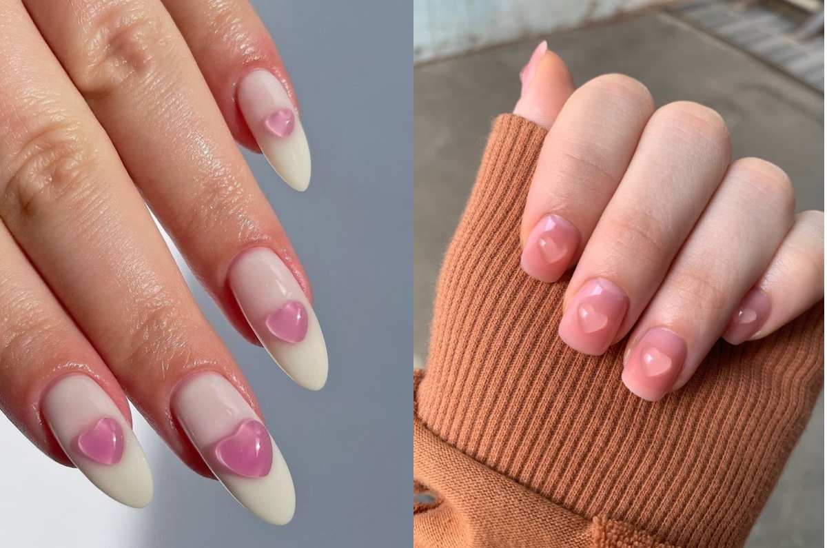 Pinterest | Uñas con relieve de corazones