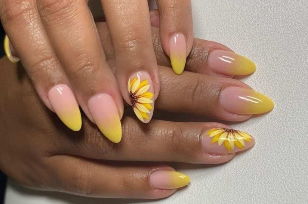 Belleza: Ideas de uñas de San Valentín con girasoles en francés