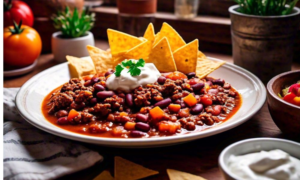 Comidas deliciosas de chili con carne