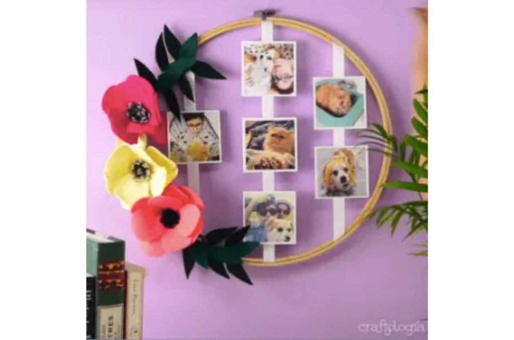 Decoración portafotos con bastidor de madera 