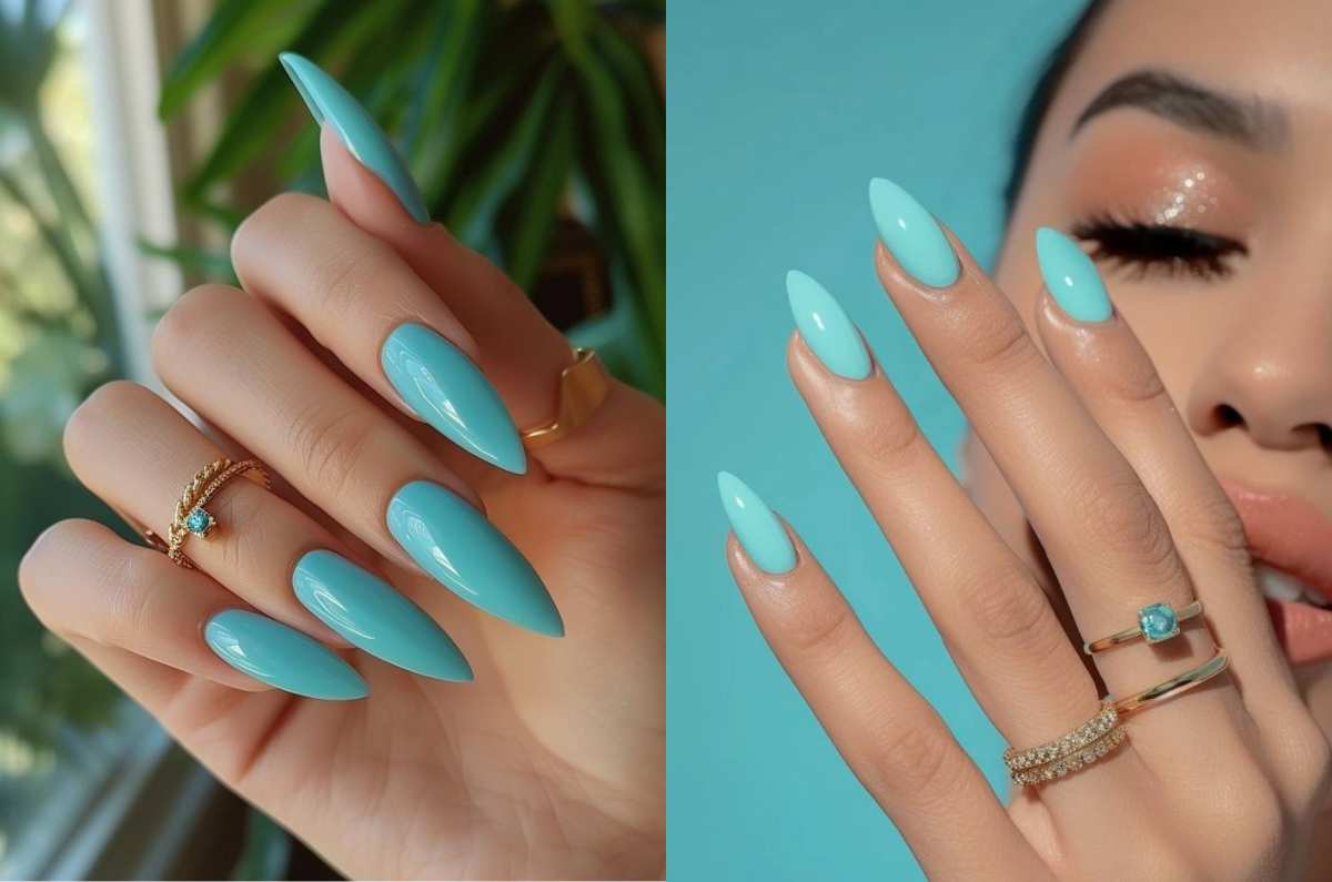 5 diseños de uñas almendradas en Tiffany Blue: el tono «elegante» para llevar este 2025