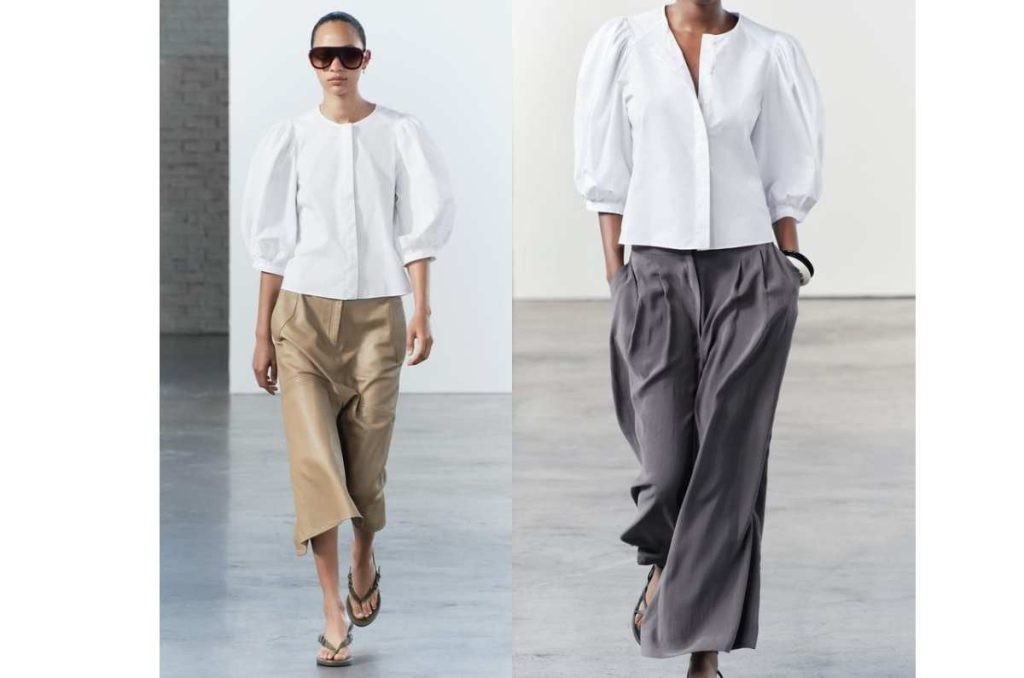 Outfits con blusas blancas de Zara y pantalones rectos