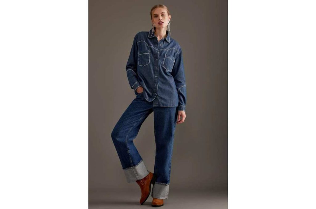 Moda; outfits con denim oscuro para la oficina