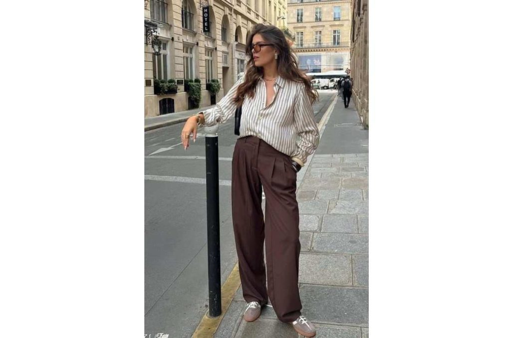 Ideas para combinar tenis café con prendas formales