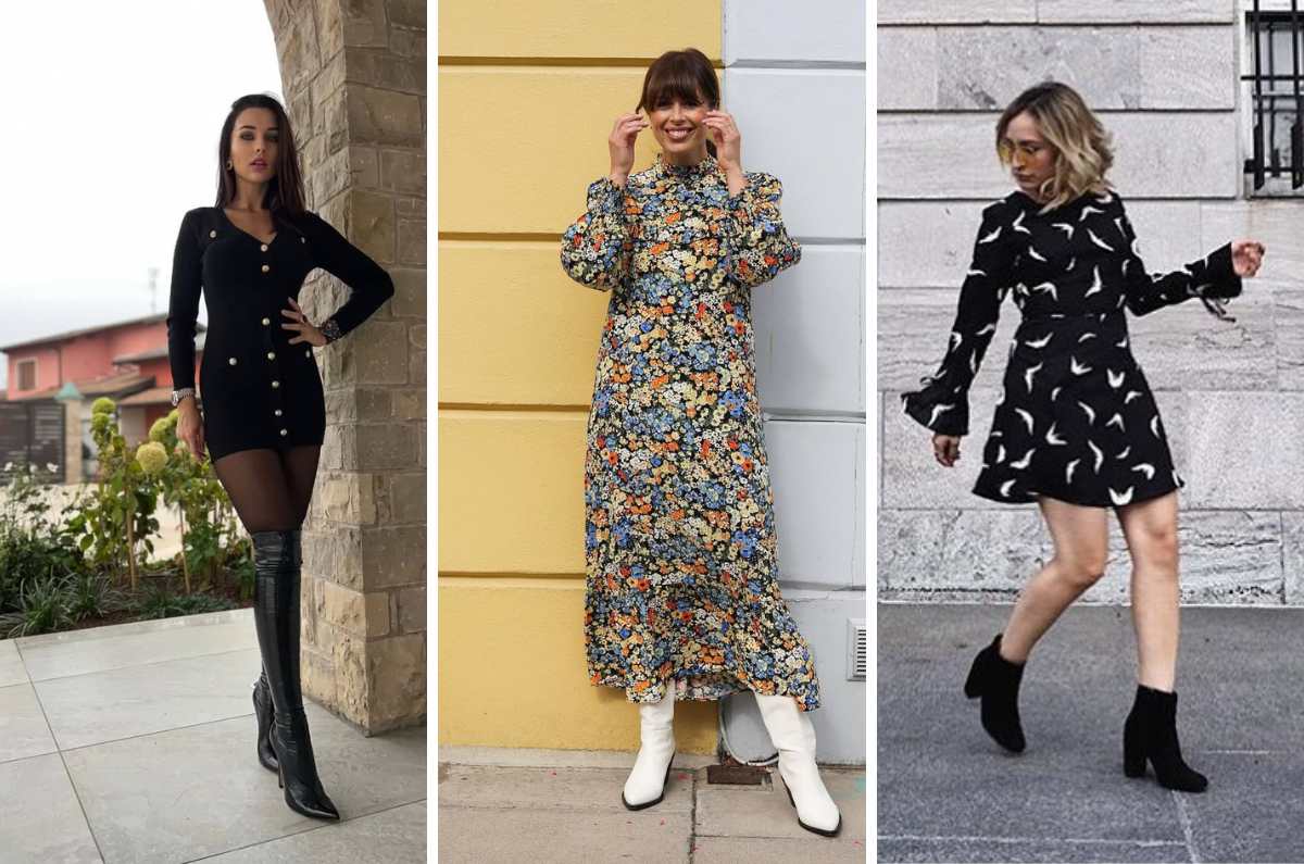 7 outfits con vestidos y botas para lucir en días fríos