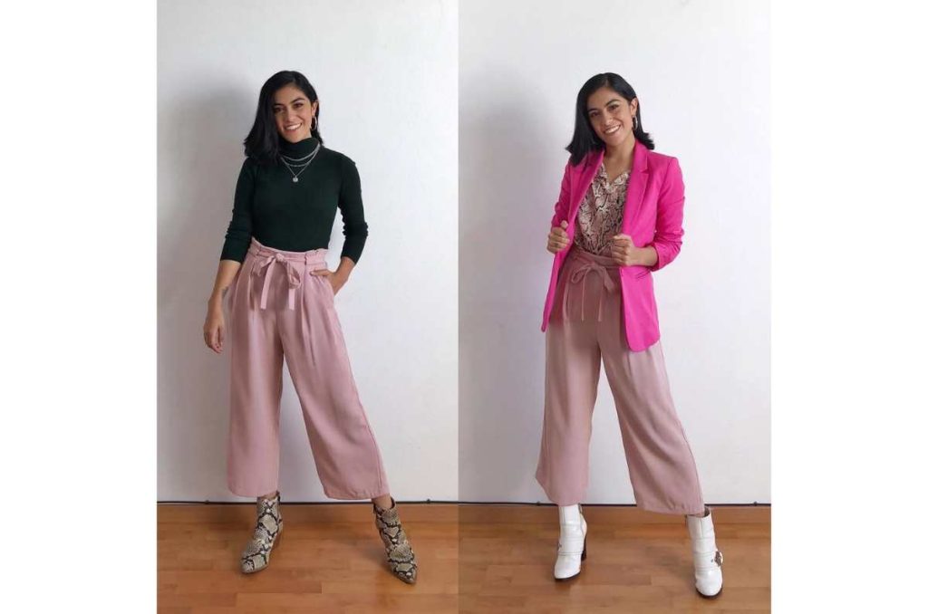 Outfit para oficina con pantalones culotte