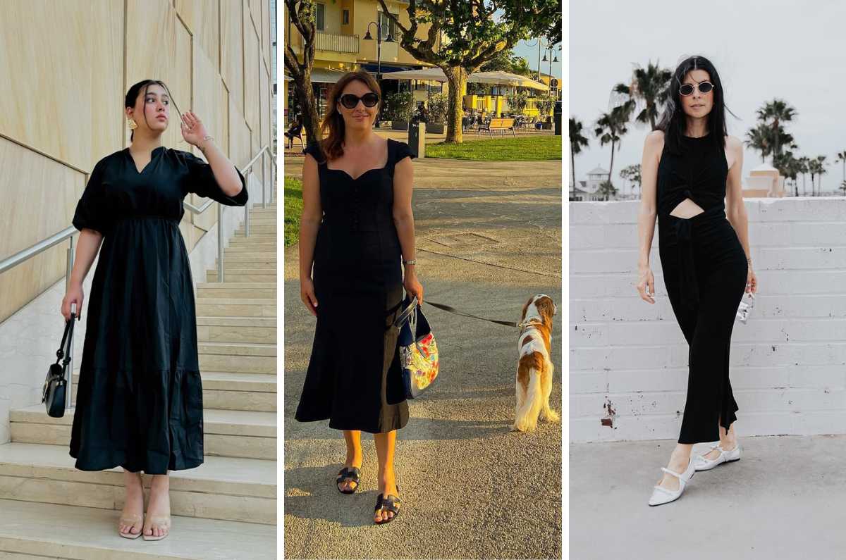 5 formas sencillas de lucir un vestido negro largo de manera elegante si tienes 30+