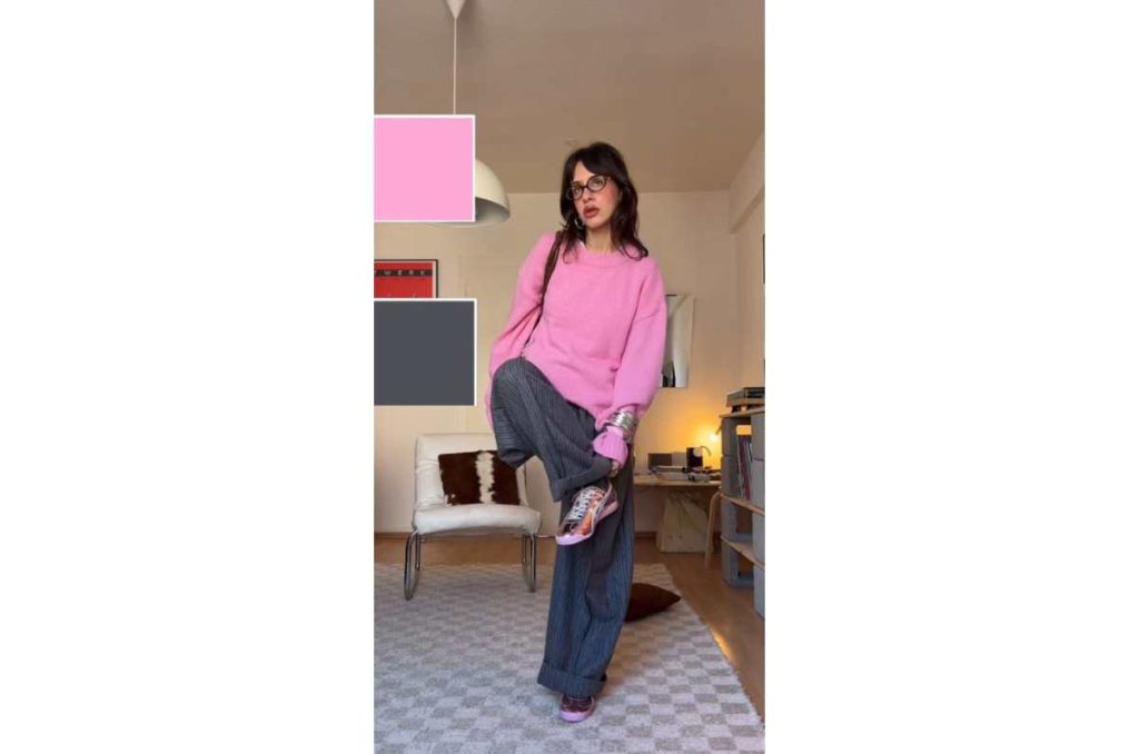 Outfits con tenis metálicos combinados con pantalon sastre