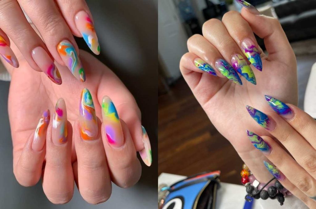 diseños de uñas con efecto mármol
