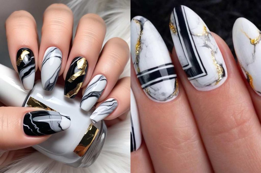 diseños de uñas con efecto mármol
