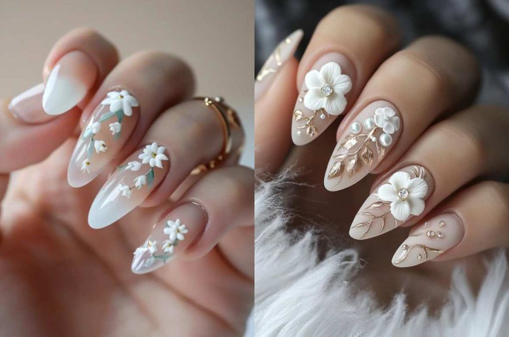 diseños de uñas en color blanco