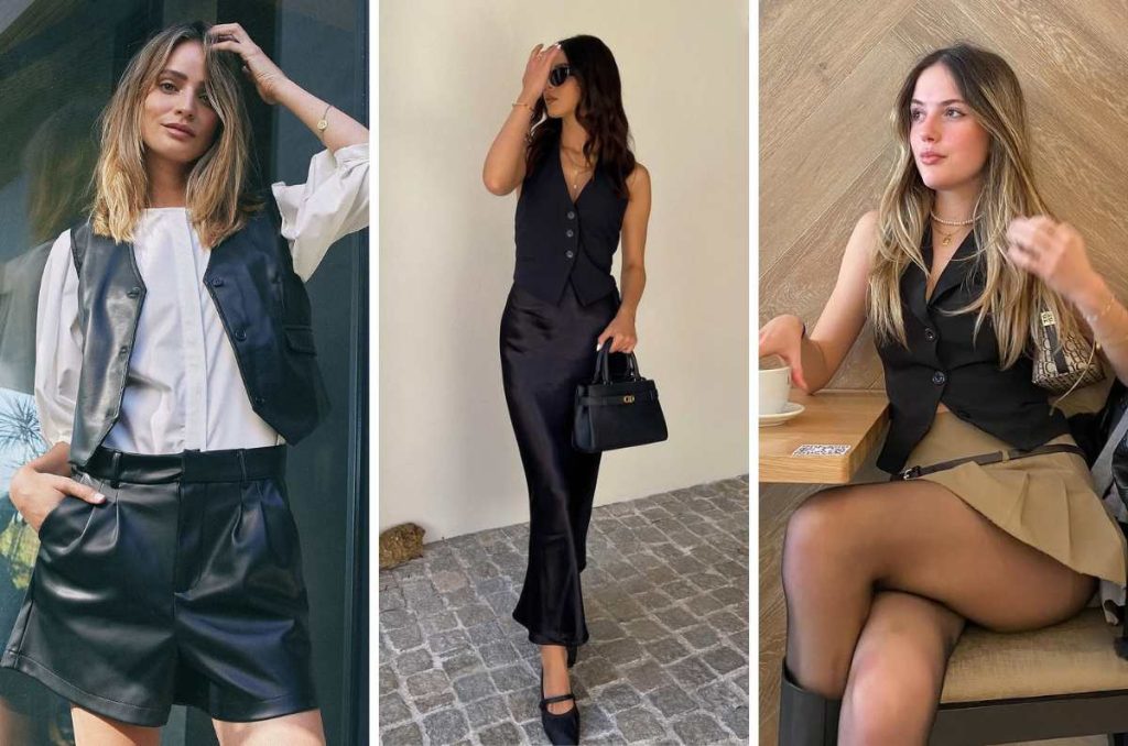 como combinar chaleco negro mujer outfits