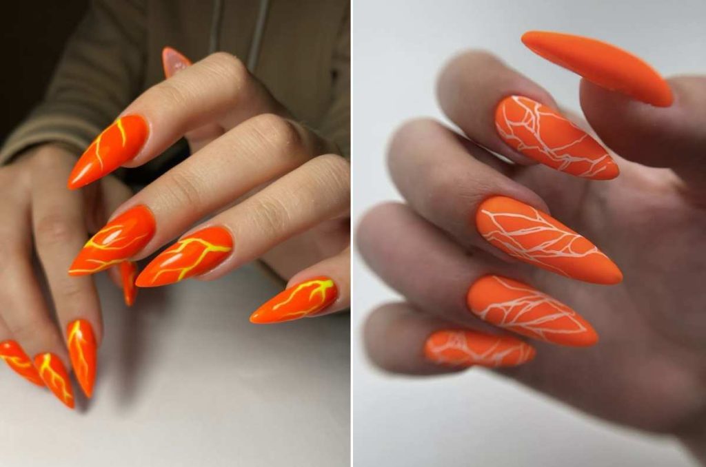 Uñas acrílicas color mandarina; la tonalidad más jugoso para llevar esta primavera 0