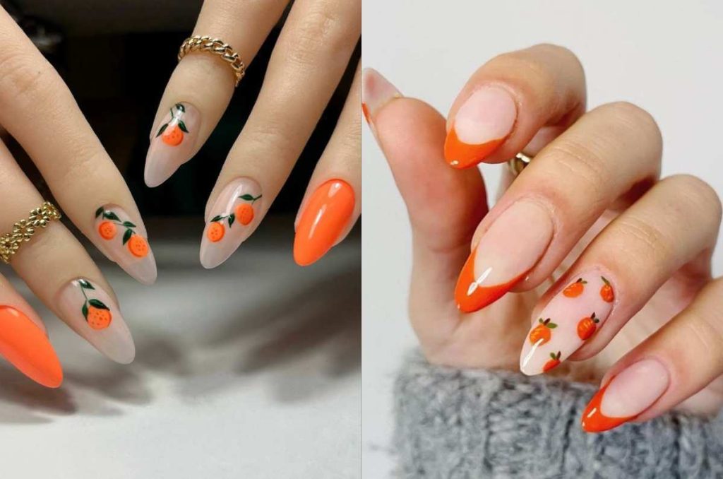 Uñas acrílicas color mandarina; la tonalidad más jugoso para llevar esta primavera 2