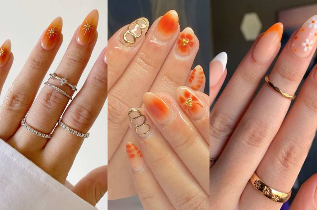 Uñas acrílicas color mandarina; la tonalidad más jugoso para llevar esta primavera