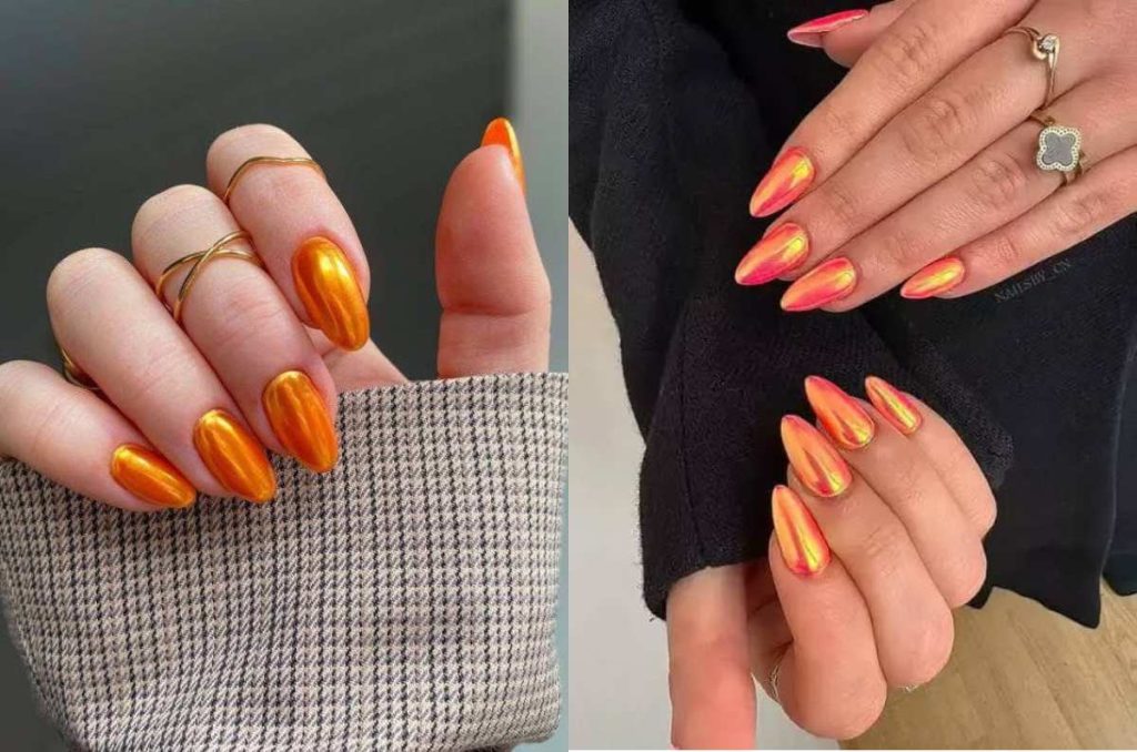 Diseños de uñas elegantes en color mandarina