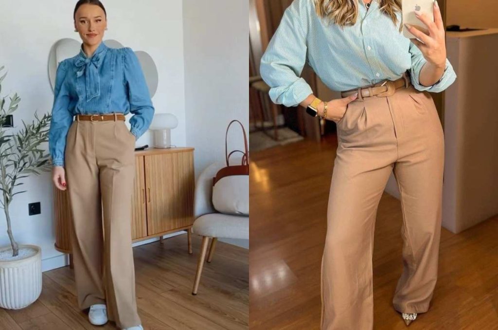 outfits mocha mousse y azul celeste