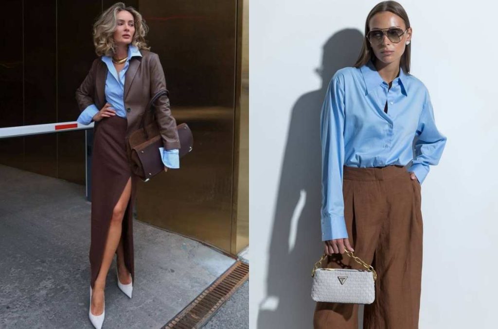 5 formas de combinar azul celeste con mocha mousse para verte estilosa en la oficina 4