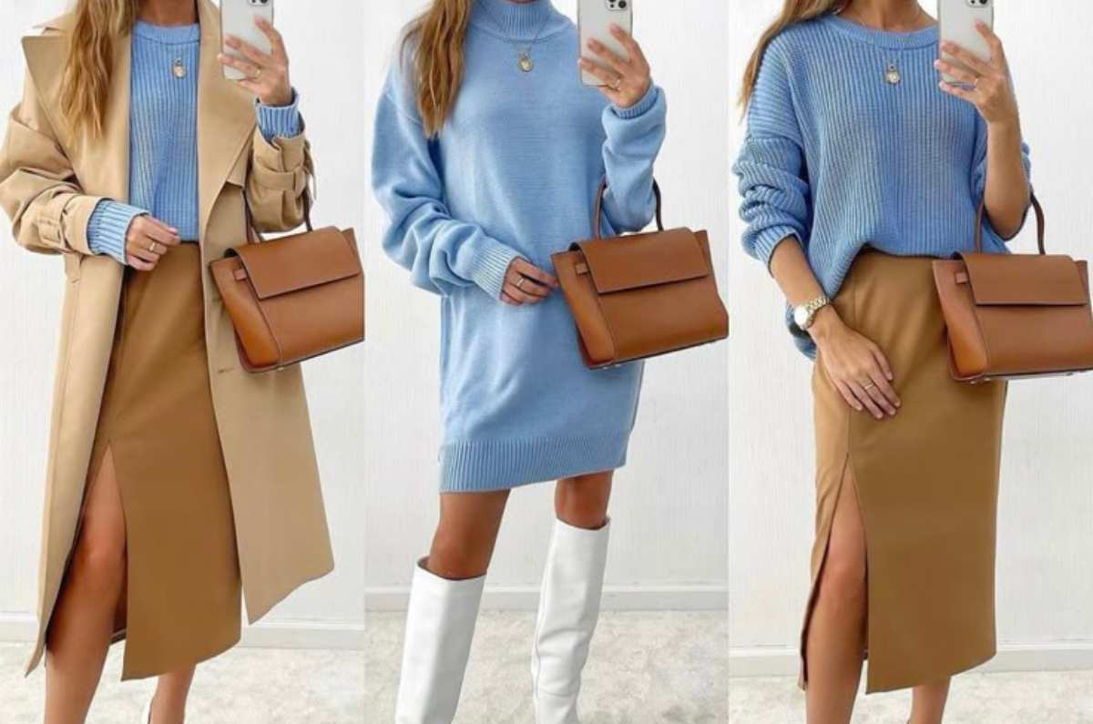 5 formas de combinar azul celeste con mocha mousse para verte estilosa en la oficina