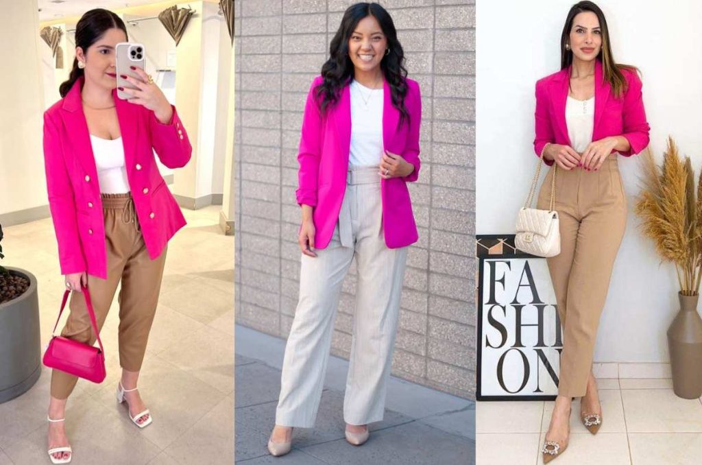 outfits rosa con beige