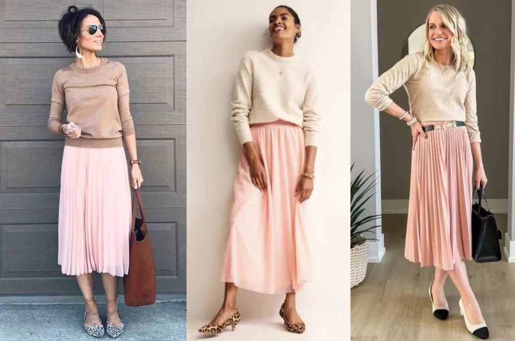 outfits rosa con beige