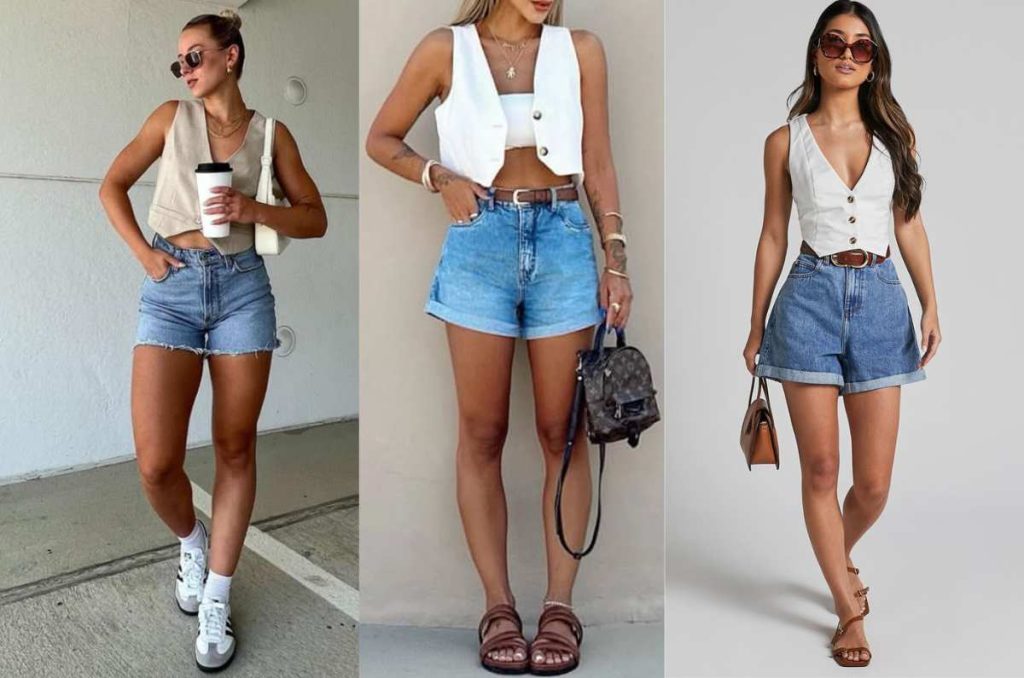 Outfits con shorts de mezclilla de moda