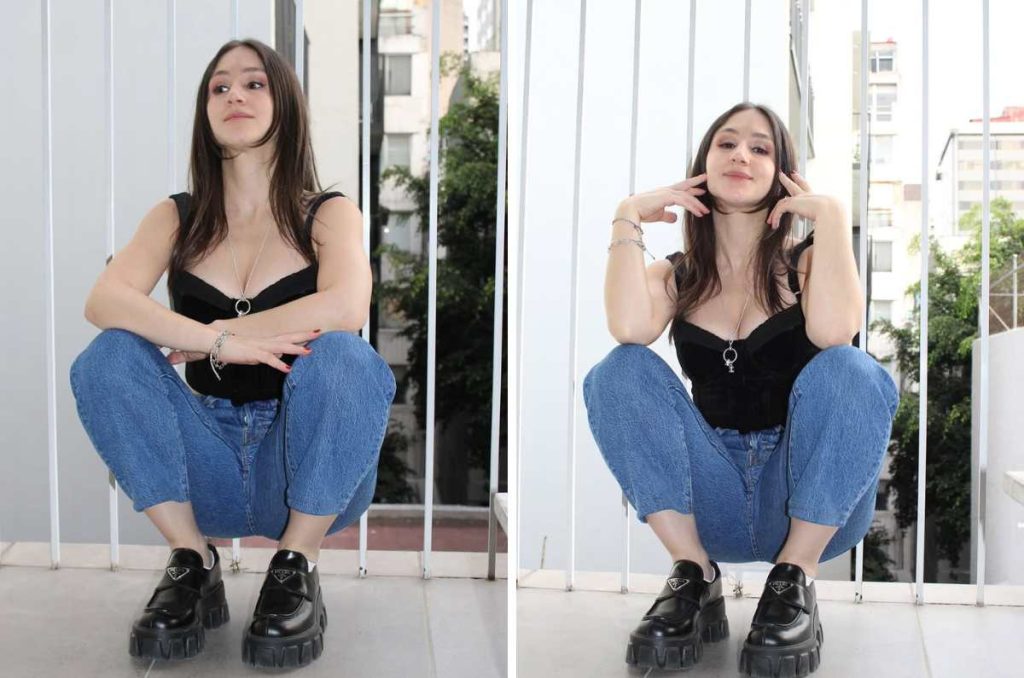Nashla Aguilar outfit con mom jeans