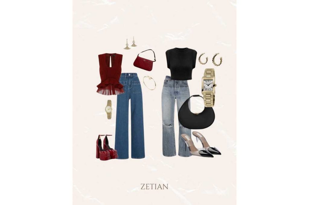 outfits con jeans y accesorios estructurados 