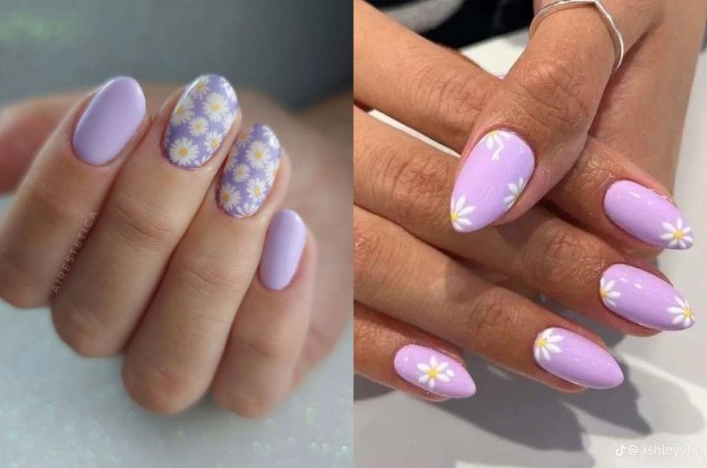 diseños de uñas color lavanda