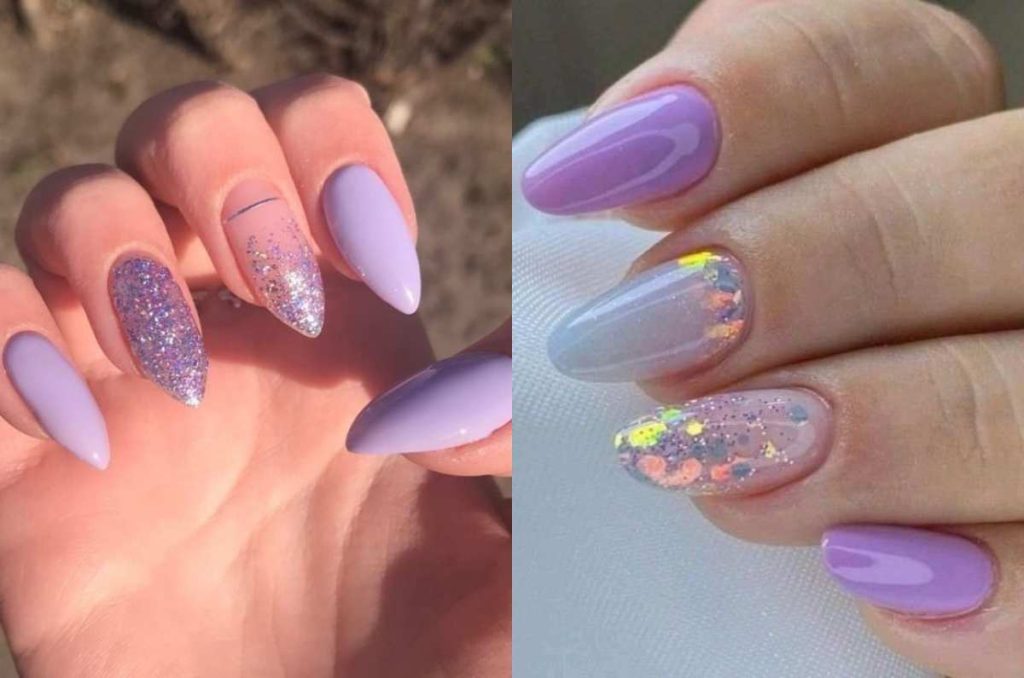 diseños de uñas color lavanda