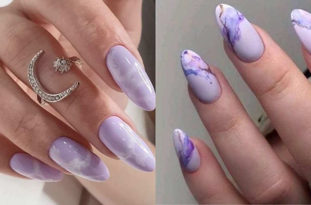 diseños de uñas color lavanda